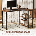 L Shaped Desk, Corner Computer Desk with Bookshelf for Home Office, Study Room, Workstation, 120 x 73.2 x 75cm, Rustic Brown
