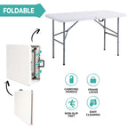 4ft Heavy Duty Plastic Folding Table | Steel Frame | UV Resistant | White