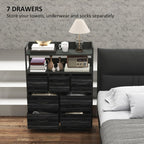 Bedroom Chest of Drawers 7 Drawer Dresser w/ Shelves