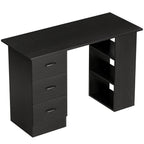 Computer Desk, Writing Table, PC Workstation with 3 Storage Shelves and Drawers, Handle, for Home Office, Black