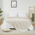 Bamboo Fibre Knitted Fleece Throw Blanket | 300GSM | All Seasons | Striped