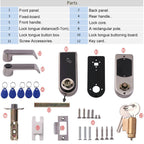 Password + Key + Sensor Card Zinc Alloy Red Bronze Electronic Door Lock Touch Screen Electronic Code Lock, OS8818-QGT Bronze