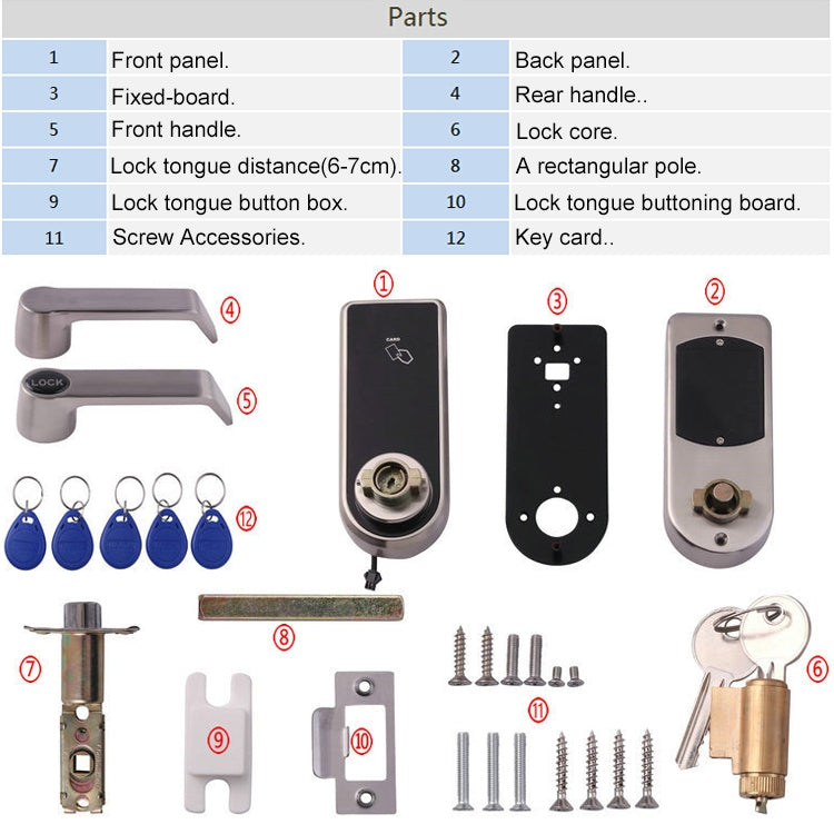 Password + Key + Sensor Card Zinc Alloy Red Bronze Electronic Door Lock Touch Screen Electronic Code Lock, OS8818-QGT Bronze