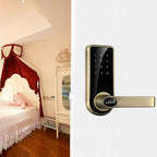 Password + Key + Sensor Card Zinc Alloy Red Bronze Electronic Door Lock Touch Screen Electronic Code Lock, OS8818-QGT Bronze