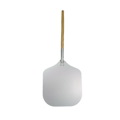 12" Aluminium Pizza Peel with Wooden Handle - Overall Length 30 Inches
