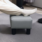 PU Leather Footstool with 4 Plastic Legs, Grey