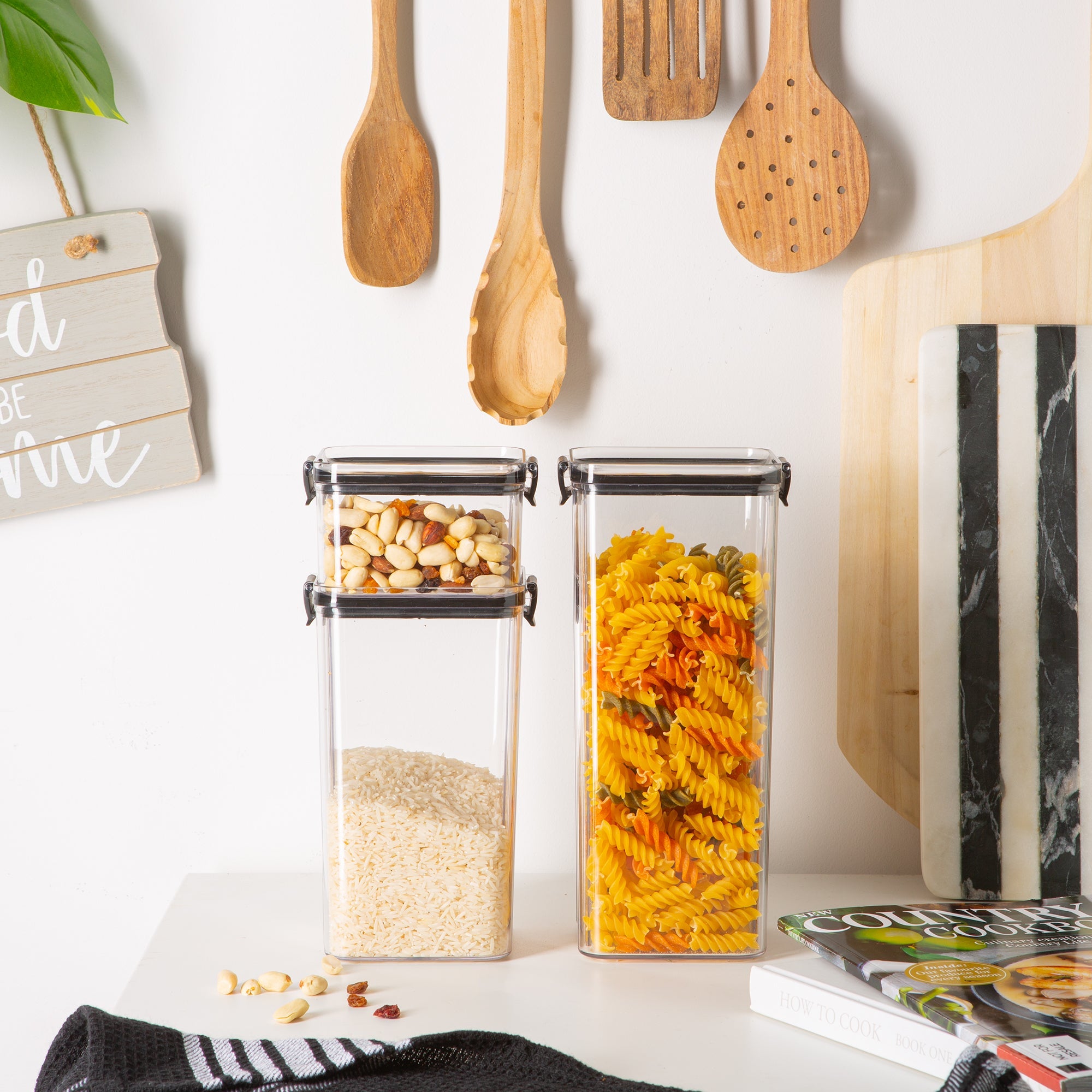 1.8L Airtight Plastic Food Storage Container Black