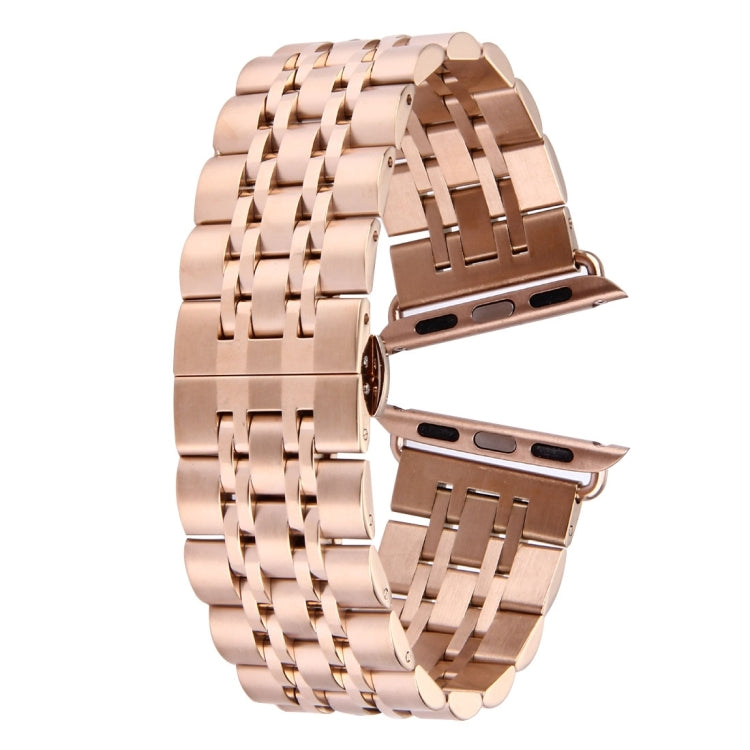 Hidden Butterfly Buckle 7 Beads Stainless Steel Watch Band For Apple Watch 42mm(Silver Gold), 20mm Women 20mm Women Rose Gold