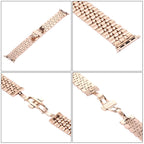 Hidden Butterfly Buckle 7 Beads Stainless Steel Watch Band For Apple Watch 42mm(Silver Gold), 20mm Women