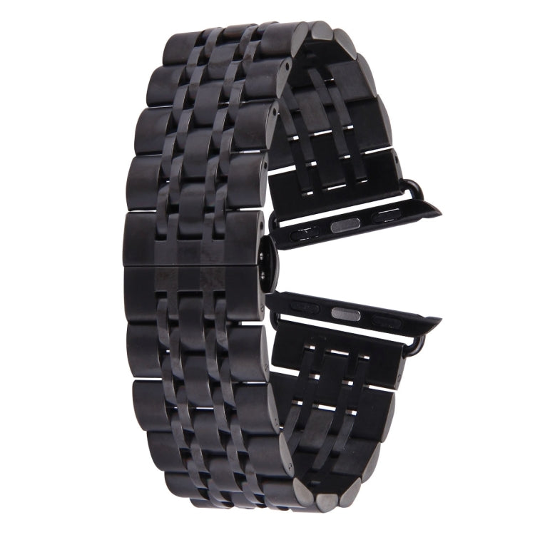 22mm Men Hidden Butterfly Buckle 7 Beads Stainless Steel Watch Band For Apple Watch 42mm, 22mm Men 22mm Men Black