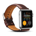 Denior Oil Wax Retro Watch Leather Watch Band for Apple Watch Series 7 45mm / 6 & SE & 5 & 4 44mm / 3 & 2 & 1 42mm Dark Red