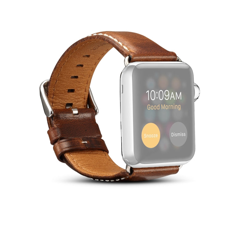 Denior Oil Wax Retro Watch Leather Watch Band for Apple Watch Series 10 42mm / 9&8&7 41mm / SE 3&SE 2&6&SE&5&4 40mm / 3&2&1 38mm Brown
