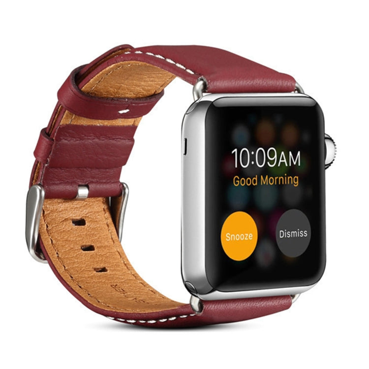 Denior Environmental Luxury Car Watch Leather Watch Band for Apple Watch Ultra 49mm&Watch Ultra 2 49mm / Series 10 46mm / 9&8&7 45mm / SE 3&SE 2&6&SE&5&4 44mm / 3&2&1 42mm Dark Red