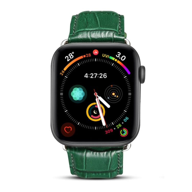 Denior Crocodile Grain Watch Cowhide Leather Watch Band for Apple Watch Ultra 49mm&Watch Ultra 2 49mm / Series 10 46mm / 9&8&7 45mm / SE 3&SE 2&6&SE&5&4 44mm / 3&2&1 42mm Green