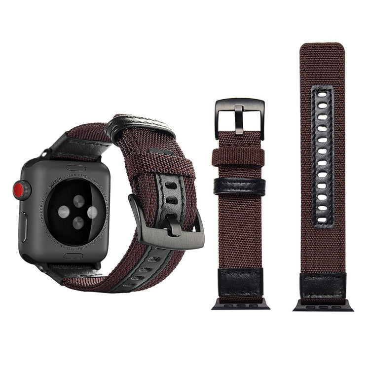Jeep Style Nylon Wrist Watch Band with Stainless Steel Buckle for Apple Watch Series 3 & 2 & 1 42mm, 42mm 42mm Brown