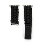 Magic Paste Genuine Leather Umbrella Rope Nylon Wrist Watch Band with and Stainless Steel Buckle for Apple Watch Series 10 42mm / 9&8&7 41mm / SE 3&SE 2&6&SE&5&4 40mm / 3&2&1 38mm, 7 41mm / 6&SE&5&4 40mm / 3&2&1 38mm