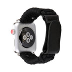 Magic Paste Genuine Leather Umbrella Rope Nylon Wrist Watch Band with and Stainless Steel Buckle for Apple Watch Series 10 42mm / 9&8&7 41mm / SE 3&SE 2&6&SE&5&4 40mm / 3&2&1 38mm, 7 41mm / 6&SE&5&4 40mm / 3&2&1 38mm