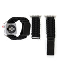 Magic Paste Genuine Leather Umbrella Rope Nylon Wrist Watch Band with and Stainless Steel Buckle for Apple Watch Series 10 42mm / 9&8&7 41mm / SE 3&SE 2&6&SE&5&4 40mm / 3&2&1 38mm, 7 41mm / 6&SE&5&4 40mm / 3&2&1 38mm 7 41mm 6&SE&5&4 40mm 3&2&1 38mm Black