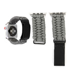 Magic Paste Genuine Leather Umbrella Rope Nylon Wrist Watch Band with Stainless Steel Buckle for Apple Watch Ultra 49mm&Watch Ultra 2 49mm / Series 10 46mm / 9&8&7 45mm / SE 3&SE 2&6&SE&5&4 44mm / 3&2&1 42mm, 7 45mm / 6&SE&5&4 44mm / 3&2&1 42mm 7 45mm 6&SE&5&4 44mm 3&2&1 42mm Grey