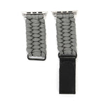 Magic Paste Genuine Leather Umbrella Rope Nylon Wrist Watch Band with Stainless Steel Buckle for Apple Watch Ultra 49mm&Watch Ultra 2 49mm / Series 10 46mm / 9&8&7 45mm / SE 3&SE 2&6&SE&5&4 44mm / 3&2&1 42mm, 7 45mm / 6&SE&5&4 44mm / 3&2&1 42mm