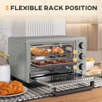 Mini Oven 21L Electric Grill w/ Adjustable Temp 1400W, Silver Tone