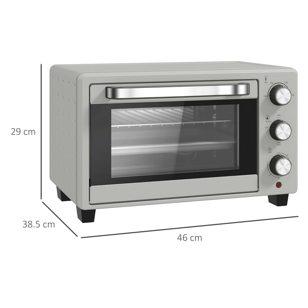 Mini Oven 21L Electric Grill w/ Adjustable Temp 1400W, Silver Tone