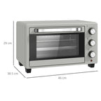 Mini Oven 21L Electric Grill w/ Adjustable Temp 1400W, Silver Tone
