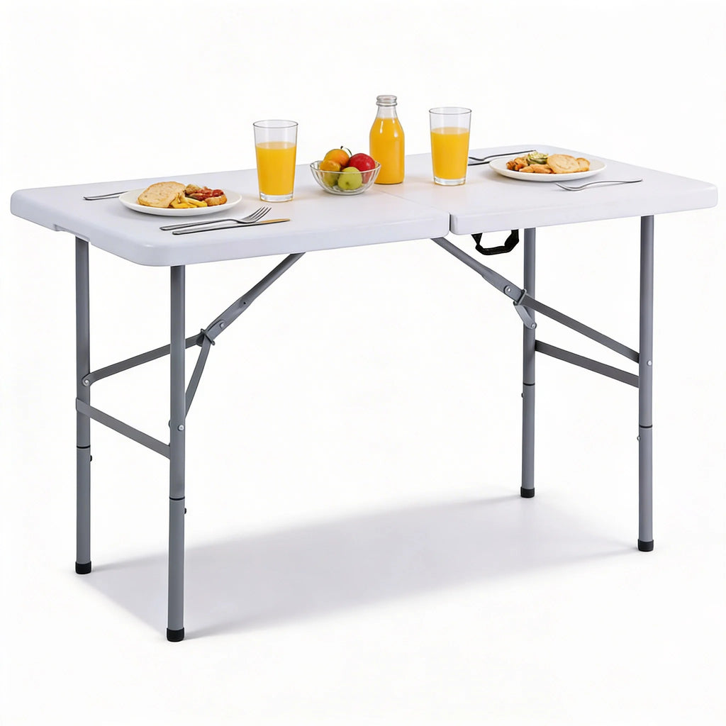 4ft Heavy Duty Plastic Folding Table | Steel Frame | UV Resistant | White WHITE UNITED KINGDOM