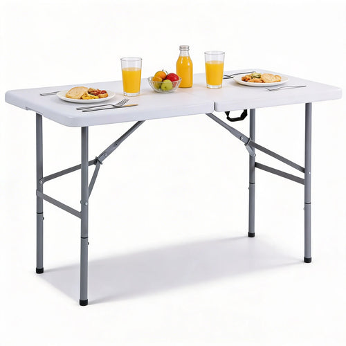 4ft Heavy Duty Plastic Folding Table | Steel Frame | UV Resistant | White WHITE UNITED KINGDOM