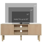 TV Stand Cabinet for TVs up to 50" with Sliding Doors, Natural