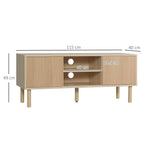 TV Stand Cabinet for TVs up to 50" with Sliding Doors, Natural