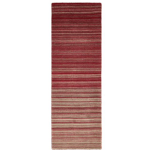 Fine Stripes Red Wool Rug 67X200 cm