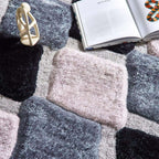 3D Grey Geometric Shaggy Rug