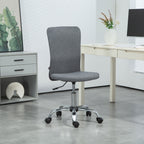 Armless Computer Desk Chair, Fabric Swivel Office Chair, Makeup Vanity Chair with Height Adjustable, Wheels, for Home Study Bedroom, Grey