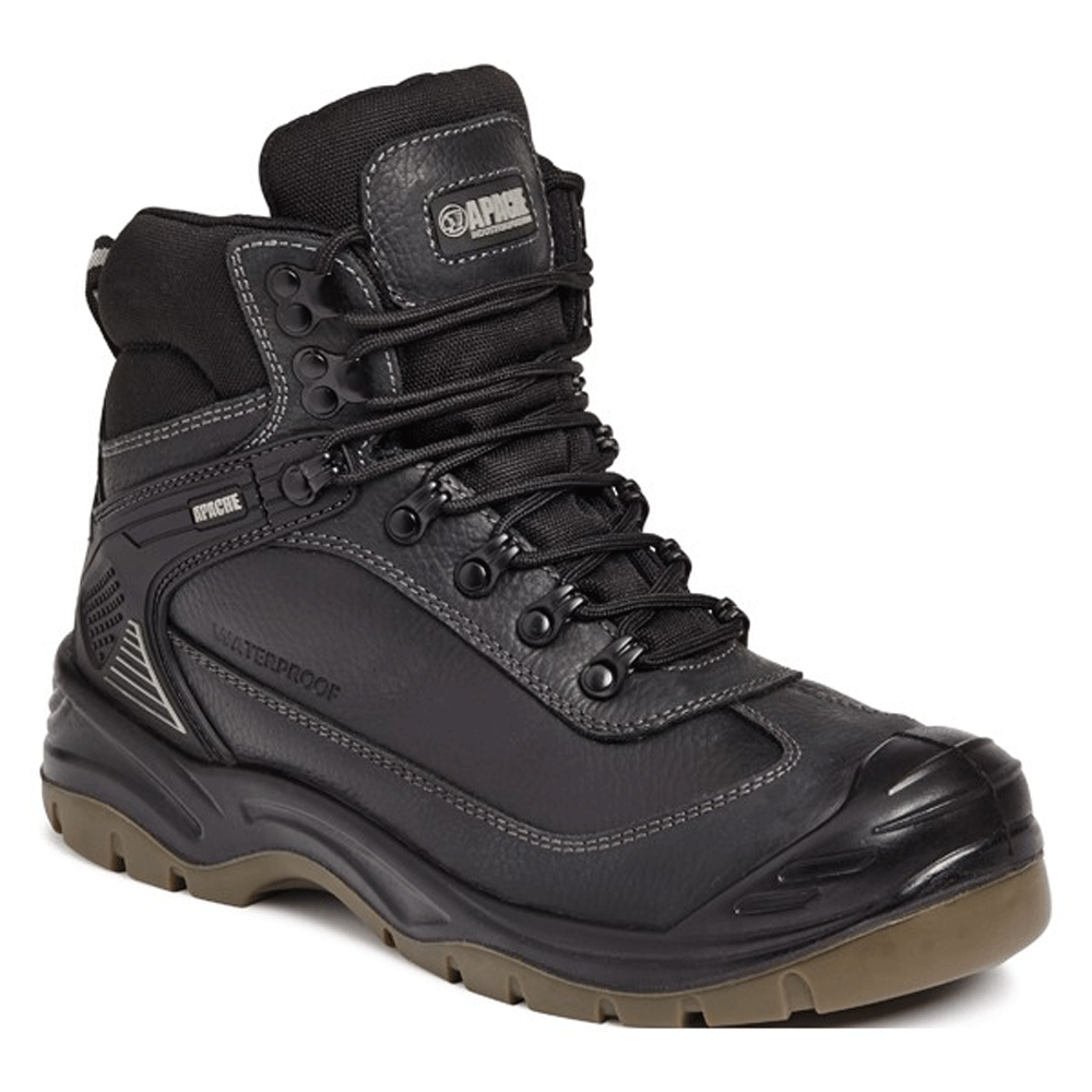 Apache Ranger Waterproof Leather Safety Hiker Work Boot Various Colours Black