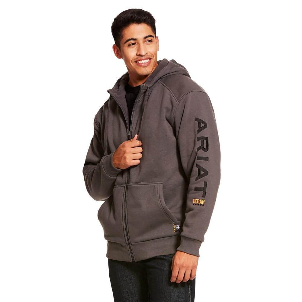 Ariat P17780 Rebar All-Weather Full Zip Work Hoodie Sweatshirt REBAR GREY