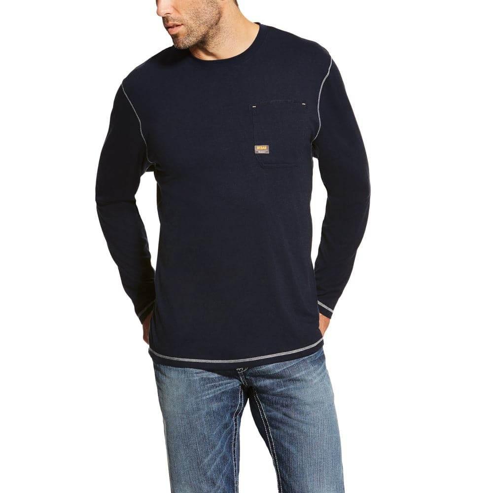 Ariat Rebar Long Sleeved Work T-Shirt Navy Blue