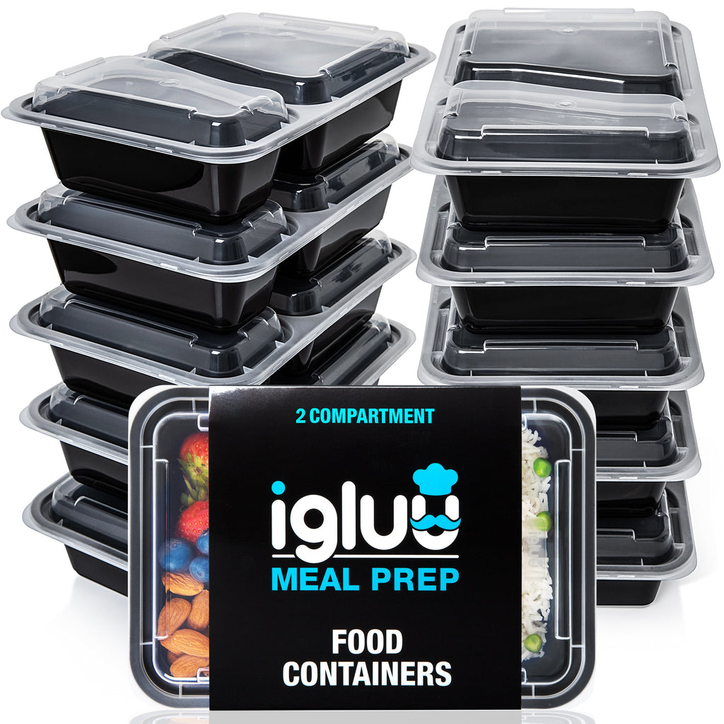 2-Compartment Reusable Containers with Airtight Lids 887ml 30 Pack