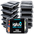 2-Compartment Reusable Containers with Airtight Lids 887ml 30 Pack