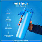 Leak Proof 1 Litre Water Bottle, Stainless Steel, Blue, 1L