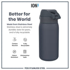 Leak Proof Water Bottle, Stainless Steel, Ash Navy, 400ml (13oz)