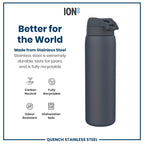 Leak Proof 1 Litre Water Bottle, Stainless Steel, Ash Navy, 1L
