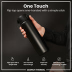 Leak Proof 1 Litre Thermal Water Bottle, Insulated, Black, 1L