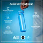 Leak Proof Slim Thermal Steel Water Bottle, Insulated, Blue, 500ml (17oz)