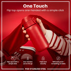 Leak Proof Water Bottle, Stainless Steel, Red, 400ml (13oz)