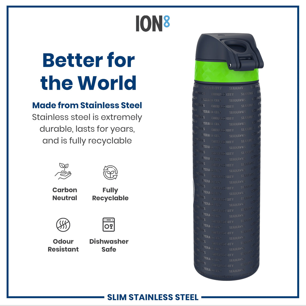 Leak Proof NFL Water Bottle, Stainless Steel, Seattle Seahawks, 600ml (20oz)