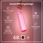 Leak Proof Slim Thermal Steel Water Bottle, Insulated, Rose Bloom, 500ml (17oz)