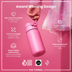 Leak Proof Thermal Steel Water Bottle, Insulated, Rose Bloom, 320ml (11oz)