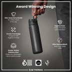 Leak Proof Slim Thermal Steel Water Bottle, Insulated, Grey, 500ml (17oz)