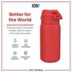 Leak Proof Thermal Steel Water Bottle, Insulated, Red, 320ml (11oz)